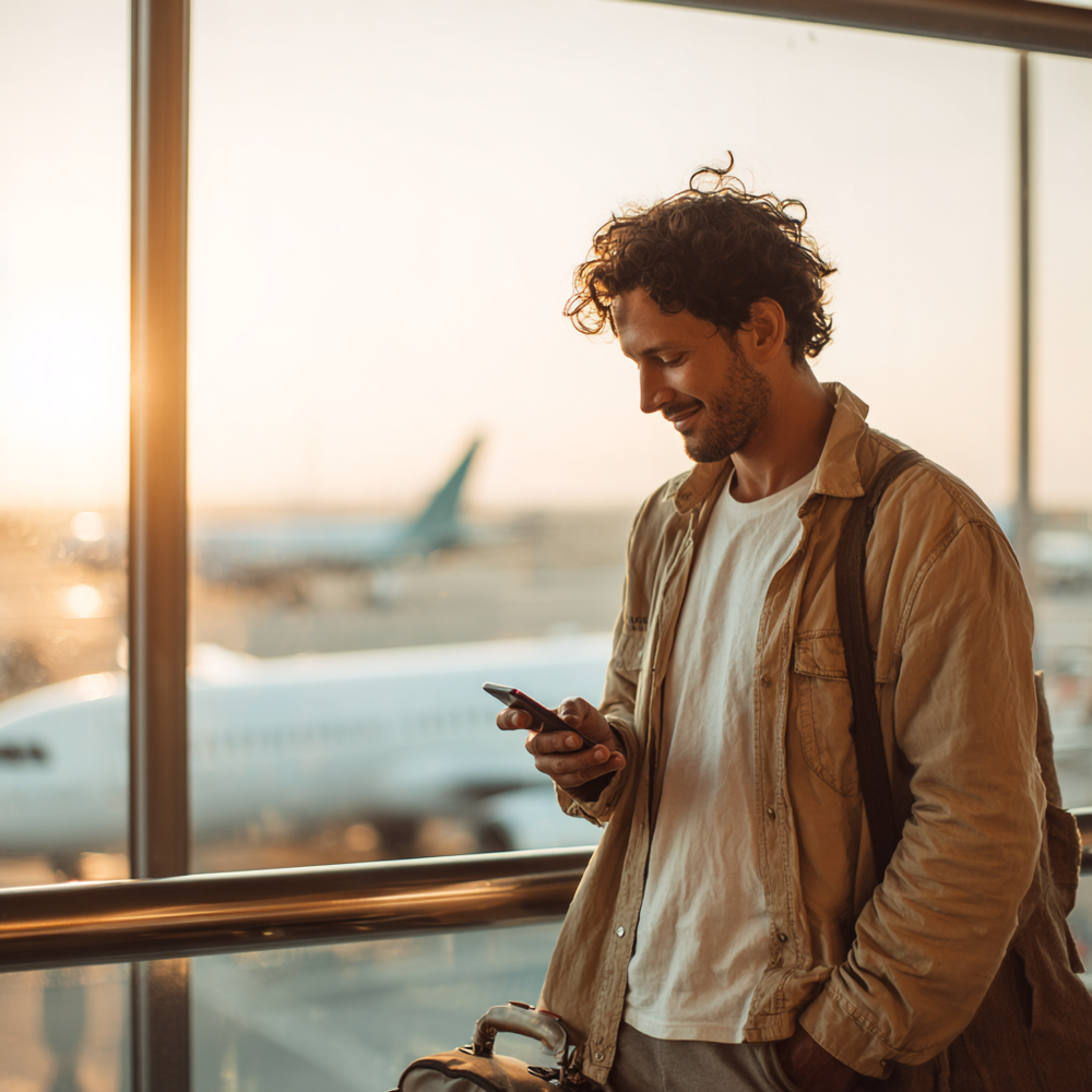 Reisende nutzt eine Roambit-eSIM im Ausland